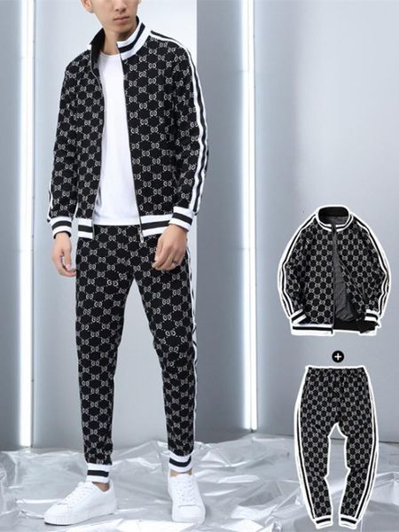 

new autumn winter fashion men suit hat thin suit 3d-printed blazer sport suits man jogger tracksuit sets, Gray