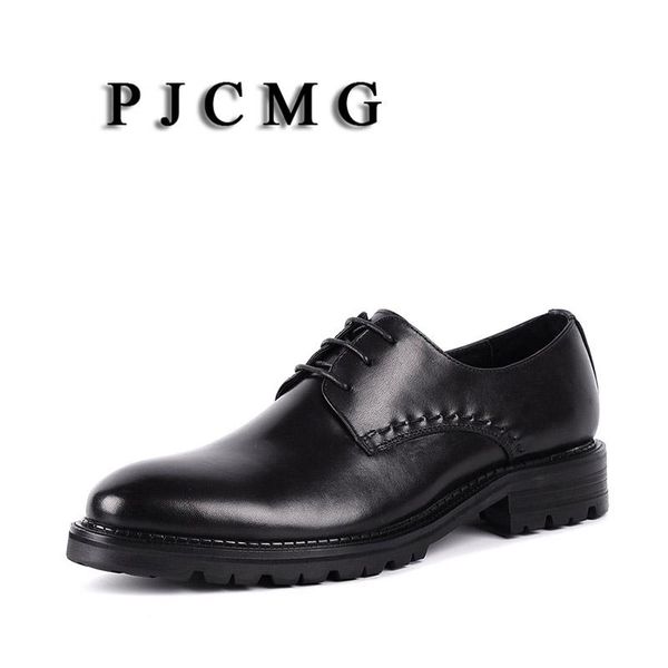 

pjcmg fashion handmade brogues men dress genuine leather buckle strap pointed toe black men casual wedding business shoes