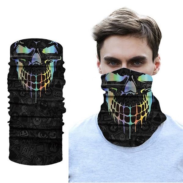 

halloween skull seamless balaclava scarf magic scarf headwear sports bandanas men cycling hiking neck gaiter, Black