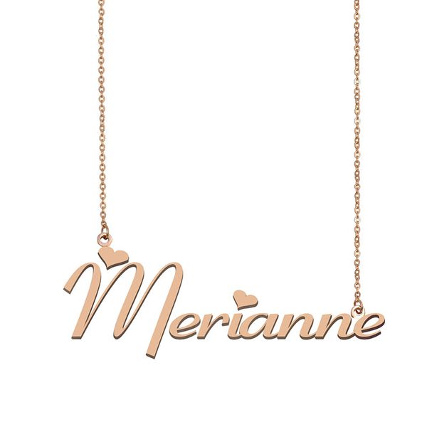 

merianne name necklace custom nameplate pendant for women girls birthday gift kids friends jewelry 18k gold plated stainless steel, Silver