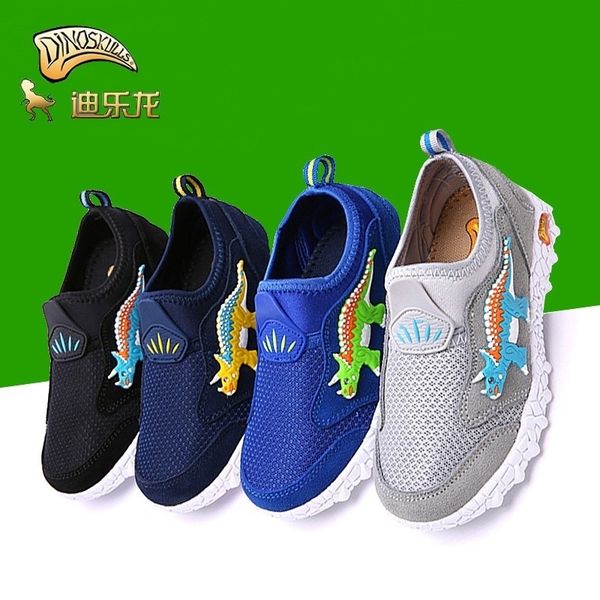 

dinoskulls children's spring tennis shoes dinosaur boys leisure mesh breathable kids slip-on light running shoes for boys 27-36# y20102, Black;red