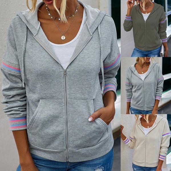 

women's jackets long sleeve jacket women 2021 zipper pockets outwear coat fashion stitching color thin hooded overcoat casaco feminino, Black;brown