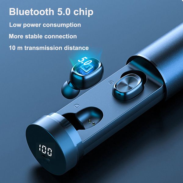 

b9 tws bluetooth 5.0 wireless earphone 8d hifi sound sport mic earbuds gaming earbud music in-ear earphone