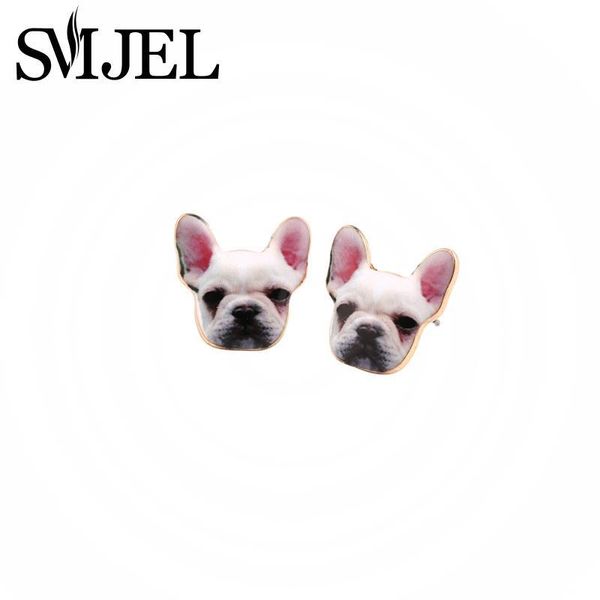 

stud smjel cute animal dog earrings french head for women oil painting enamel brincos oed036, Golden;silver