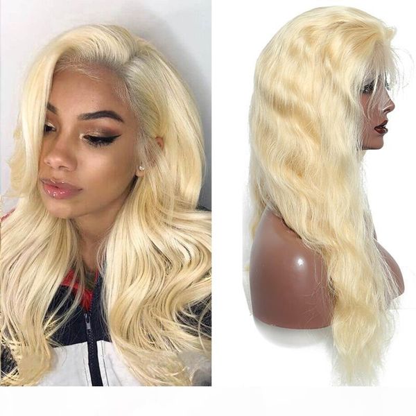 

platinum blonde wig with baby hair for black women pre plucked body wave 613 blonde full lace wig human hair bleached knots, Black;brown
