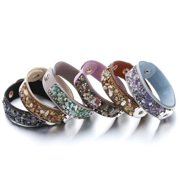

2020 fashion 18mm snap button bracelets rhinestone leather velvet bracelet fit 18mm snap buttons jewelry for w bbyvrp, Golden;silver
