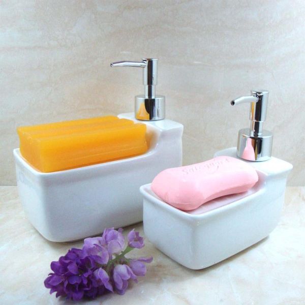 

white ceramic hand-painted colorful lotion bottle pressing bottle bath shampoo packaging bathroom supplies with soap box1