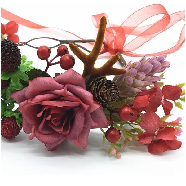 

wholesale christmas hair accessories antlers headband garland wedding hair accessories new year flower wreath women h qylhqb