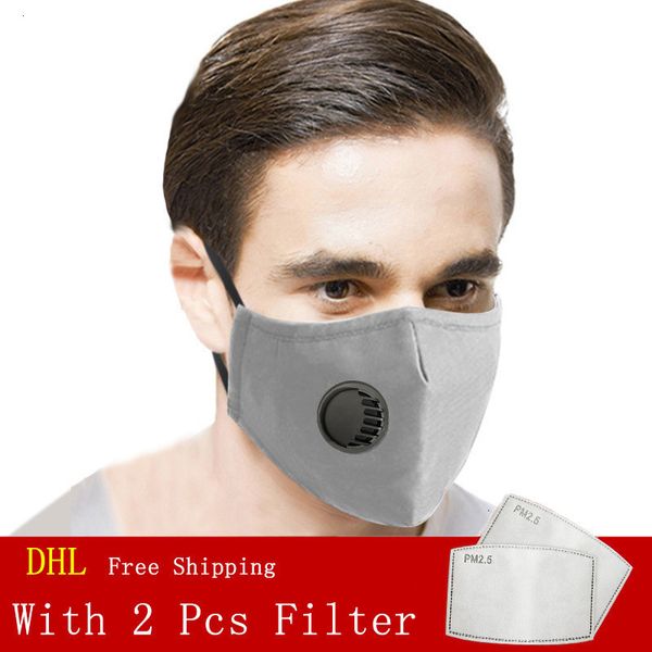 

pcs face mask 2 valve fashion with breathing pm2.5 filter cotton masks dust and smog reusable p x56p