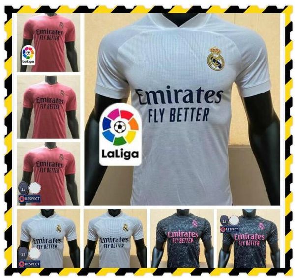 

player version real madrid 2020 #7 hazard #9 benzema home soccer jerseys 20/21 men player version football shirts uniforms on sale, Black;yellow