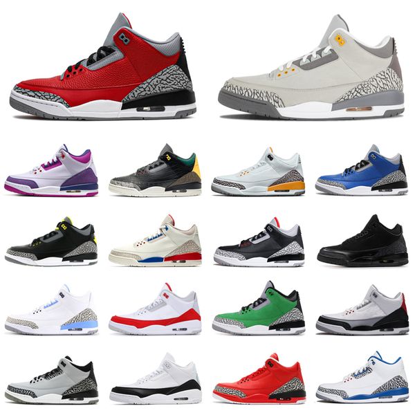 

3 3s jumpman men basketball shoes laser orange cool grey varsity royal cement red black mens trainers outdoors sports sneakers 7-13