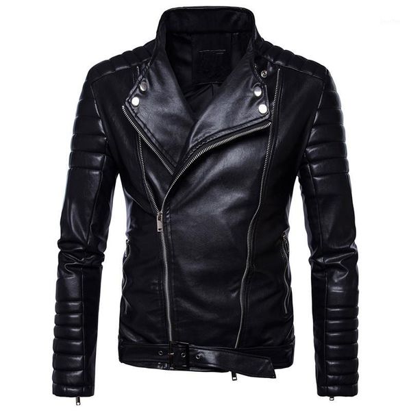 

autumn and winter men's leather jacket motorcycle slim jacket pu leather large size men's coat m-5xl1, Black