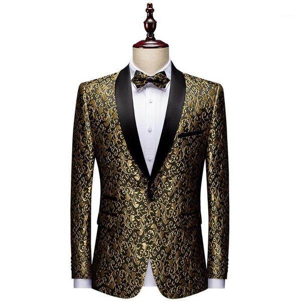 

floral jacquard mens blazers men fashion slim fit prom suit jacket skinny tuxedo casual shawl lapel costume for wedding party1, White;black