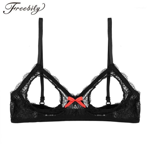

lingerie women open cup bra erotic underwear triangle bralette bustier corset crop bra lace floral unpadded1, Red;black
