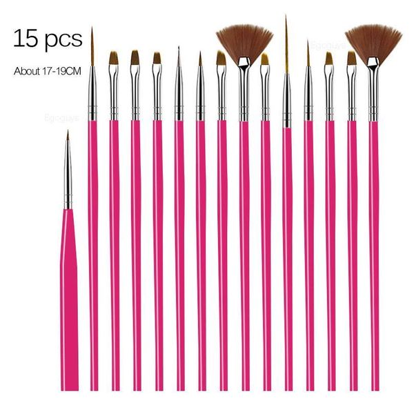 

15pcs nail art brush crystal picker uv gel painting pen carving extension fan builder french lines liner manicure drawi qyllco