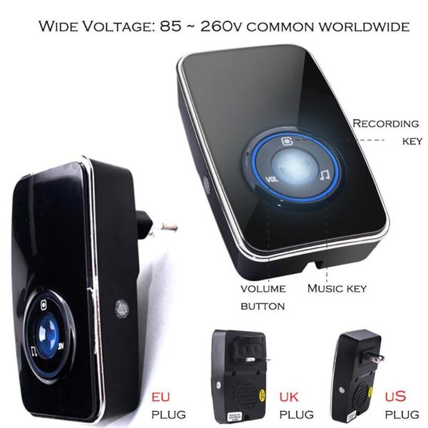 

wireless doorbell no battery smart doorbell eu us uk plug water proof remote door bell 150m remote