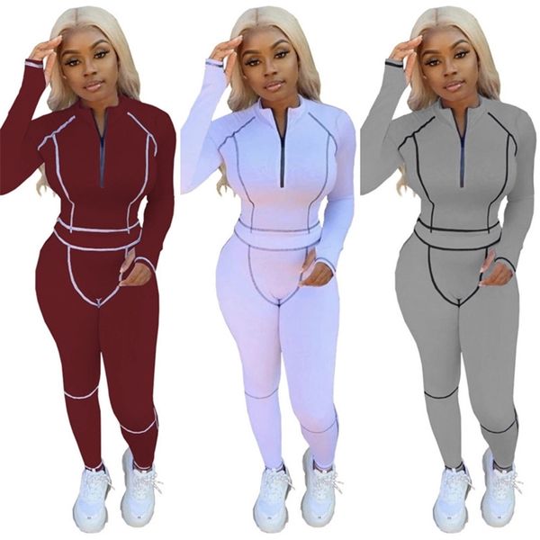 

solid color womens designers tracksuit fashion zip hoodies pullover + pants legging outfit casual clothing sets patchwork sportswear g12206, White
