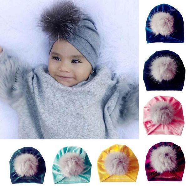 

1pc newborn toddler kids baby boy girl venonat turban beanie hat headwear winter autumn warm cap children beanies caps1, Yellow