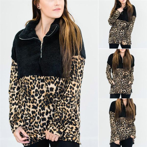 

womens warm teddy bear hoodie sweatshirt fleece hooded coat pullover jumper hooded sweatshirt half-zip pullover hoodie1, Black