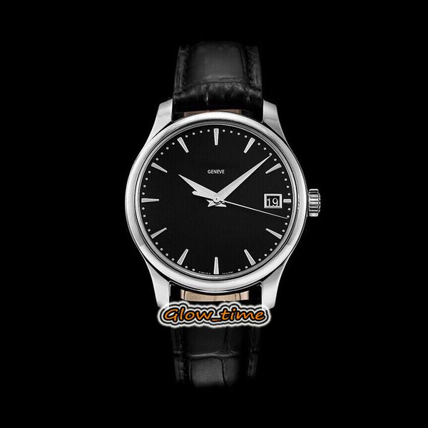 

pff version 39mm black date dial cal.324 sc automatic mechanical 5227g-010 mens watch silver steel case leather strap gentry watches, Slivery;brown