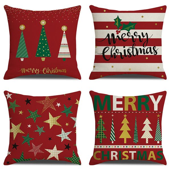 

christmas cushion cover 45*45 pillowcase sofa cushions pillow cases cotton linen pillow covers home decor xmas decor for home