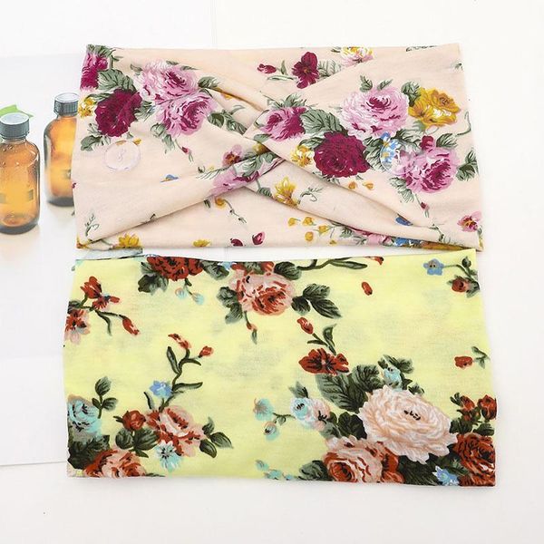 

multicolor floral printed wide headband mask holder women men sports sweat button hairband stretch headwear hair accessories q bbyuvt
