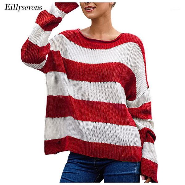 

women long striped sweater fine knit women's pullover sweater with dropped shoulder ribbing neckline cuff and hem loose jumper1, White;black