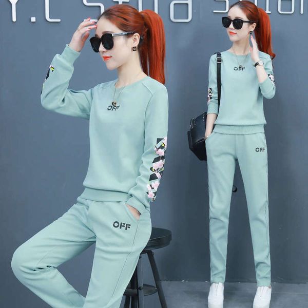 

sportswear women's and autumn two-piece suit small fashion wear spring running casual sweater8uy, Gray