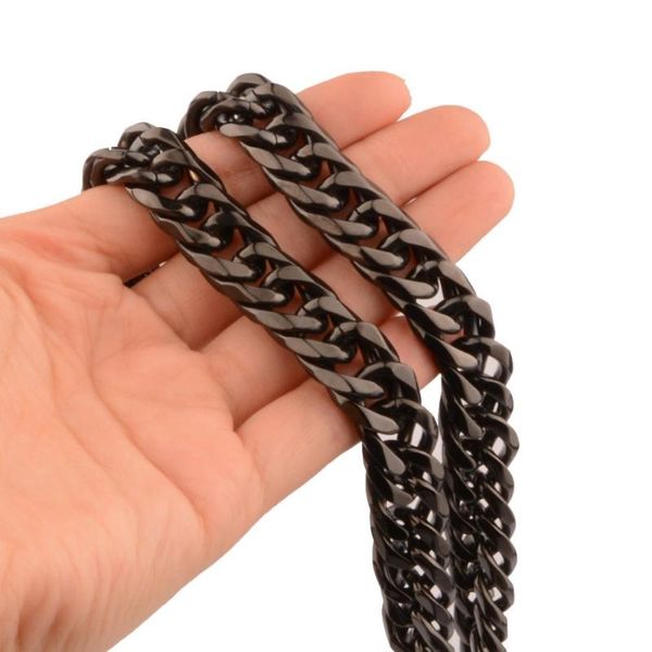 

13mm wide popular jewelry 316l stainless steel black color cuban curb chain mens unisexs necklace or bracelet wristband 7"-40, Silver