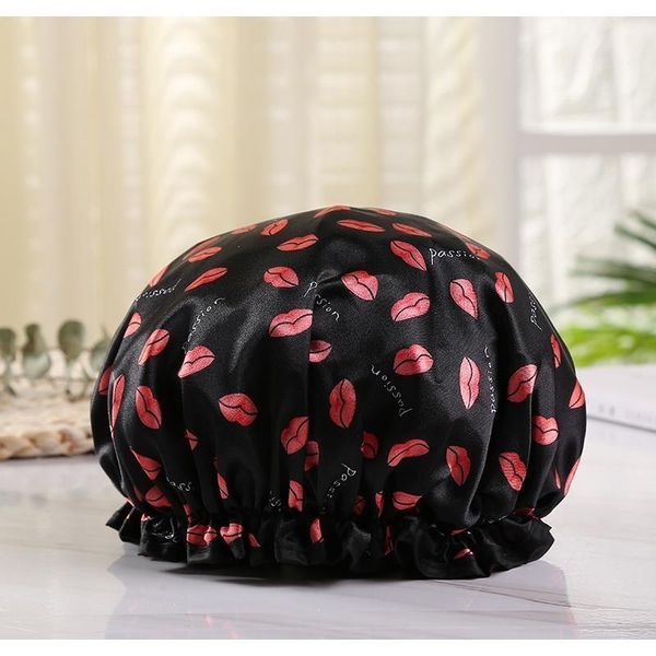 

new double colored ding print shower cap for women oil fume prevention new double colored good quality sales f sqcfzh