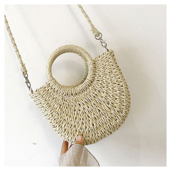 

hbp non-brand paper rope fashion new versatile hand-held crossbody small round bucket hand woven bag straw bag female 1 sport.0018