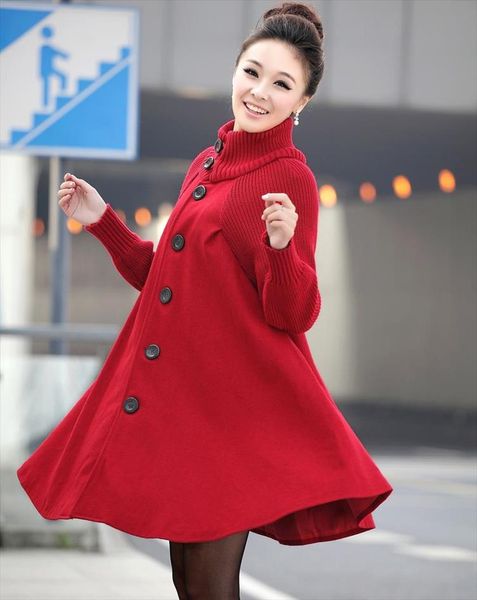 

coat women long autumn woman jacket women winter coats 2020 turtleneck cloak windbreaker gray black red manteau femme
