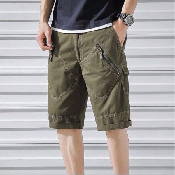

men's shorts mens cargo brand army summer men cotton loose work casual male multi pocket short pants, White;black