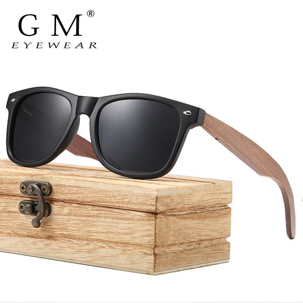 

gm brand walnut wooden polarized men's sunglasses square frame women sun glasses male oculos de sol masculino s7061h, White;black