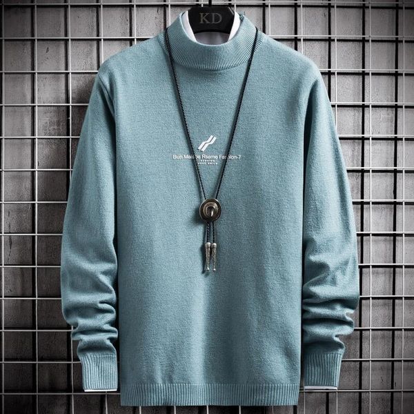 

2020 korean slim half turtleneck sweater men winter long sleeve thick warm knit mens jumper classic male bottoming sweaters, White;black
