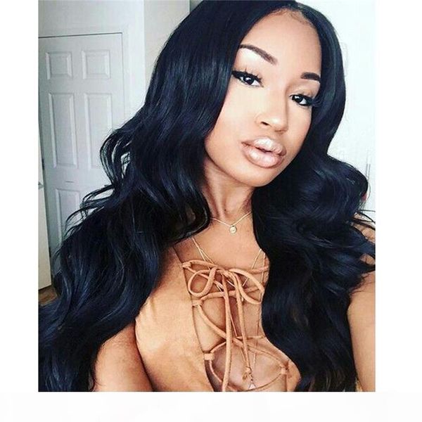 

full lace human hair wigs for black women long body wave brazilian virgin hair lace front human hair wigs glueless full lace wig, Black;brown