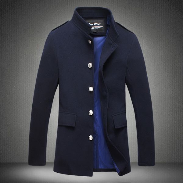 

autumn and winter 2020 new men's mid long korean slim solid collar fashion casual windbreaker coat, Tan;black