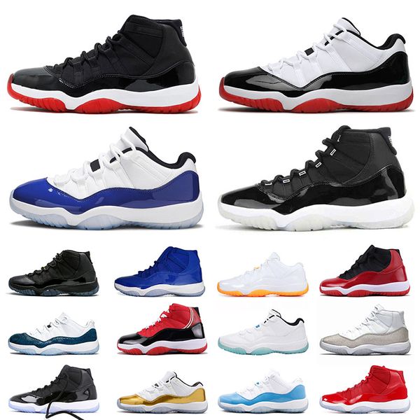 

2020 with box jumpman 11 11s mens womens basketball shoes high low concord bred space jam sneakers gamma blue cap and gown trainers, White;red