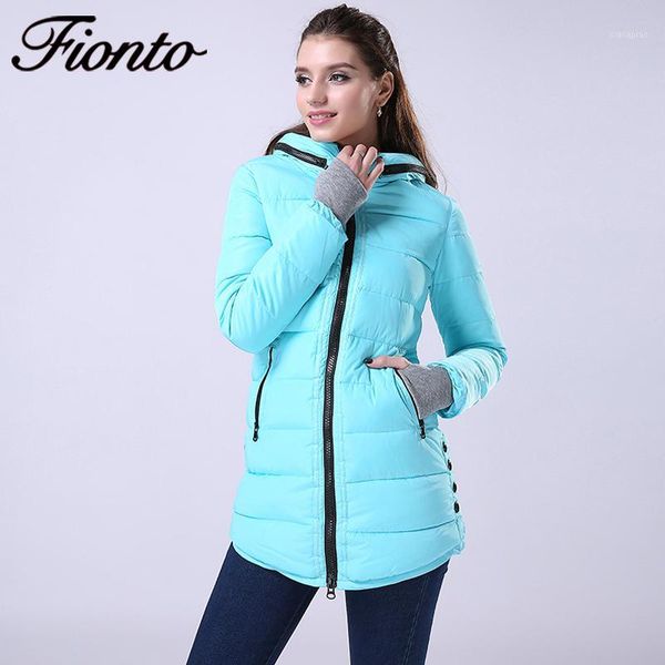 

women's down & parkas wholesale- fionto winter coat women jacket for hooded long cotton warm slim waist thick outwear 2021 f0071, Black
