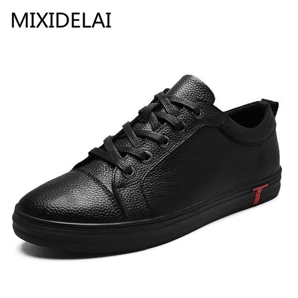 

men genuine lace-up black shoe real leather loafers mens moccasins italian designer flats shoes size 38-48, Red;white