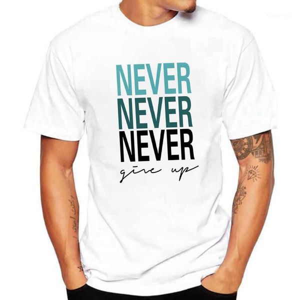 

men's t-shirts never give up letter printed men women casual summer fashion pattern tshirt o-neck t shirts clothing1, White;black