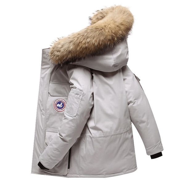 

bs46 высокое качество белый утиный parkas -30 градусов канада толстая куртка мужская повседневная теплая шинель мех с капюшоном ветровка y11, Black