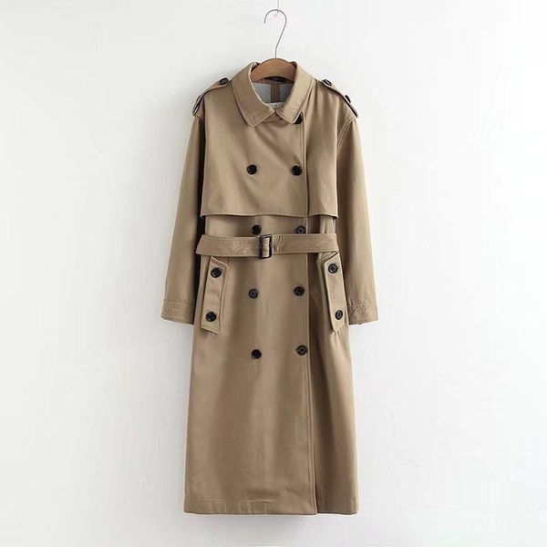 

spring autumn fashion women trench coat double breasted casual solid gothic coat epaulette sashes office long women clothes, Tan;black