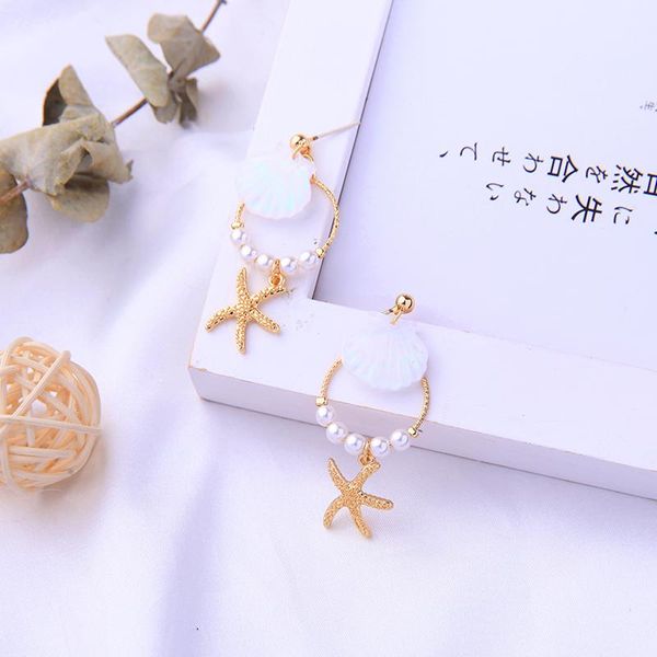 

cute fashion simple design drop earring for women acrylic shell gold color starfish earring handmade charming date gift jewelry, Silver