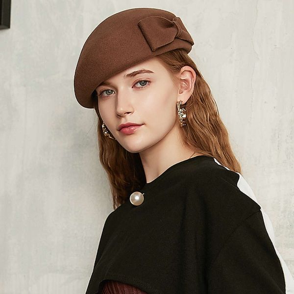 

stewardess linglong hat dress painter hat female autumn winter wool hat new wool beret, Blue;gray
