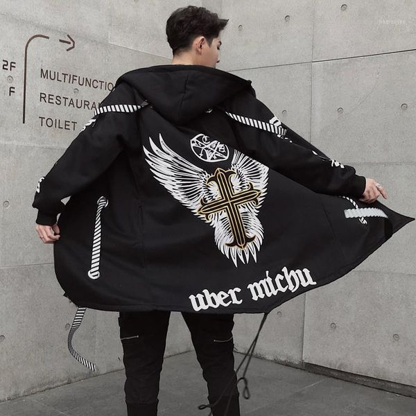 

men trench coat fashion hip hop long jacket men's long trench coat us size -xl1, Tan;black