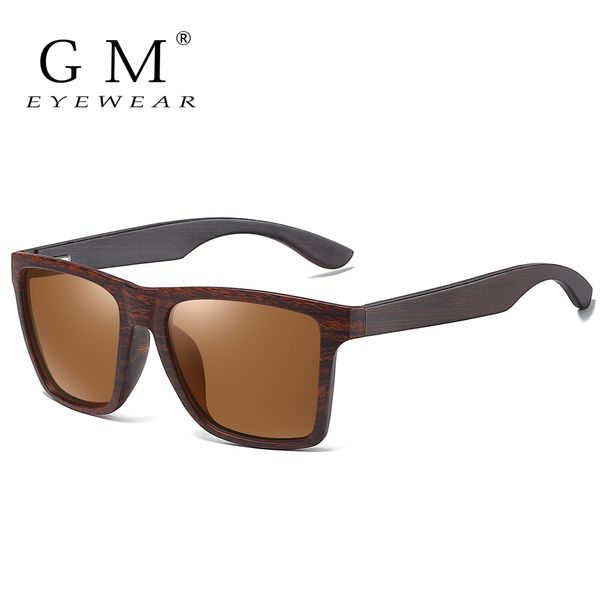 

gm men women polarized rivet square sun brand designer real wood temple sunglasses vintage glasses, White;black
