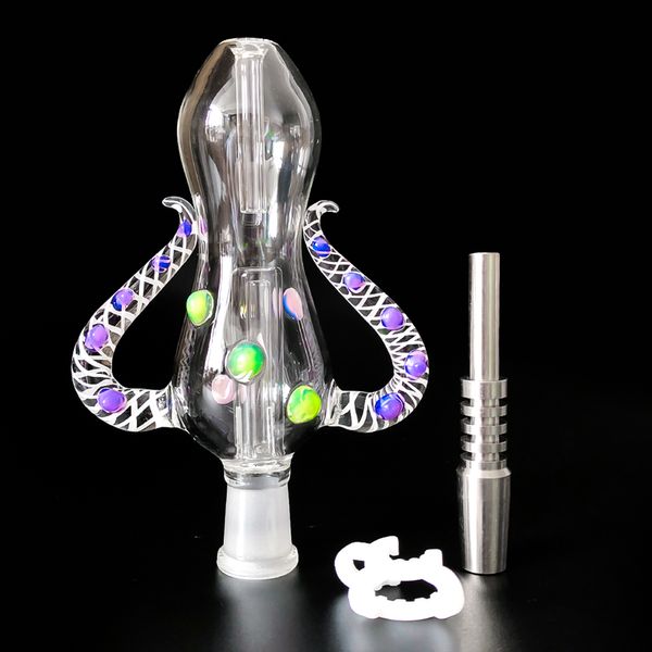 Mini kit coletor de néctar com 14mm titânio prego tubo de vidro plataforma petrolífera palha concentrado dab palha vidro bong smok acessórios