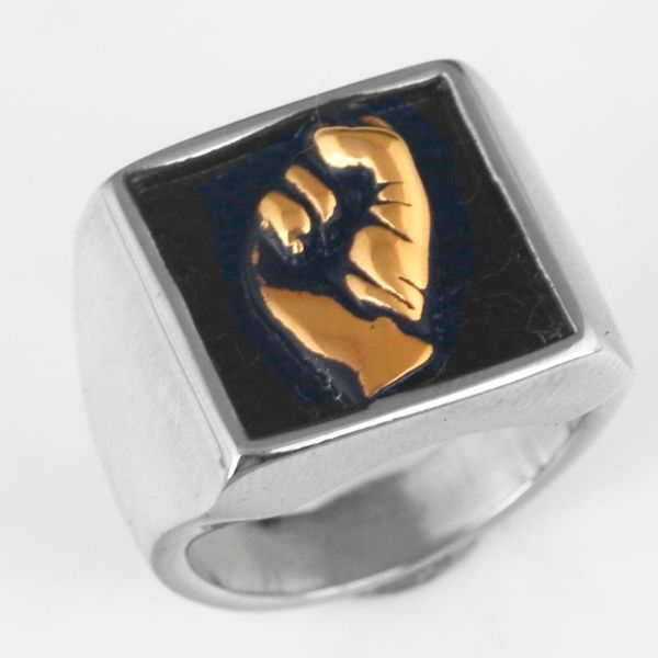 

2021 the latest fashion golden ring, fidhting gesture hand stainless steel ring ,christmas presents, Golden;silver