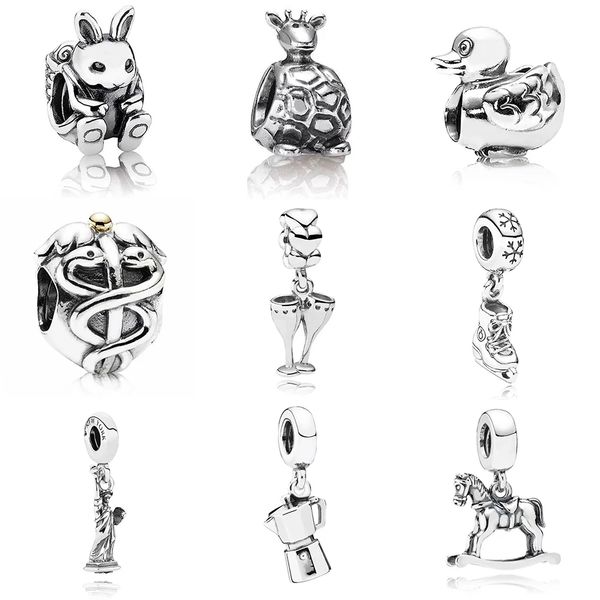 

2020 novo 100% 925 prata esterlina coroa europeia pingente com contas encantos ajuste pulseiras & pulseiras colar diy jóias presente, Silver